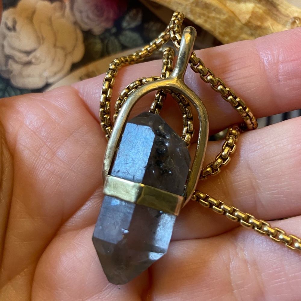Raw Quartz Encased in Bronze Pendant - Picture 9 of 9